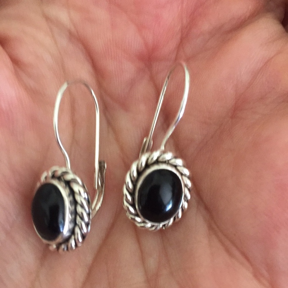 Earrings black onyx and sterling silver